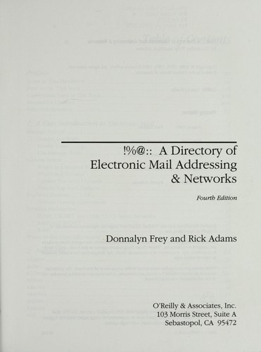 Donnalyn Frey: !%@:: a directory of electronic mail addressing & networks (1994, O'Reilly & Associates)