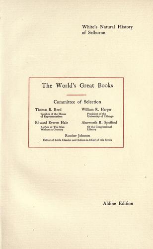 Gilbert White: The natural history of Selborne (1899, D. Appleton and company)